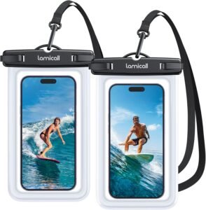 Lamicall 2-Pack IPX8 Waterproof Phone Pouch Dry Bag with Lanyard